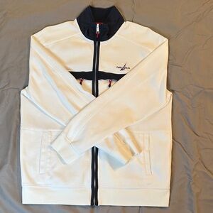 Nautica Men's White and Navy Zip-Up Jacket